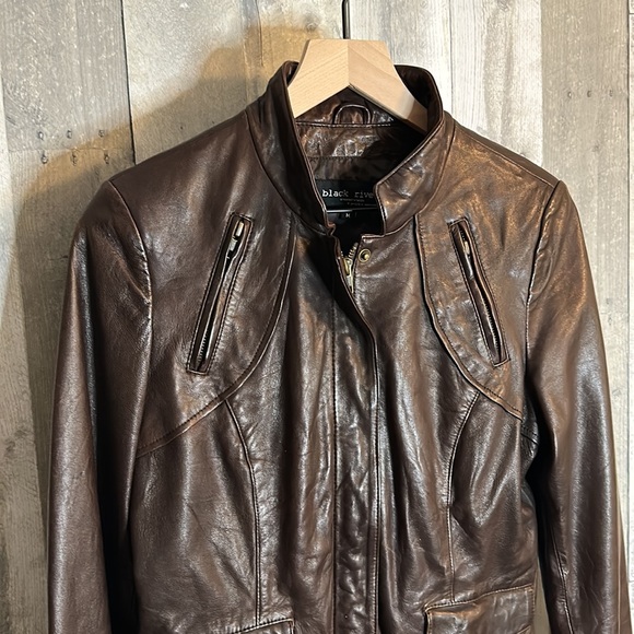 Black Rivet brown leather jacket M - Picture 2 of 15